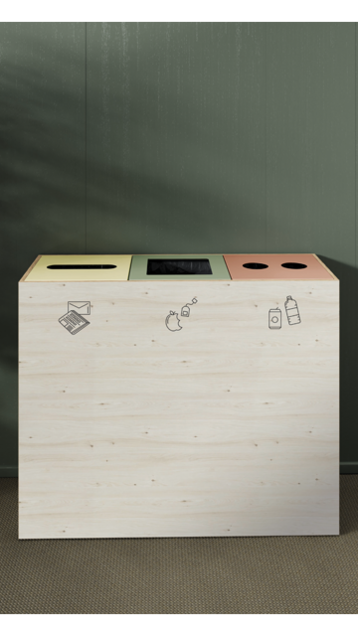 papelera de gran capacidad de madera manade