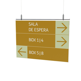 señalética suspendida techo derek unnom