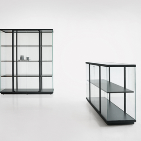 familia vitrina de cristal y aluminio con puertas y cerradura