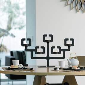 portavelas candelabro de metal y aluminio