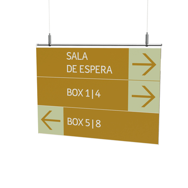 señalética suspendida techo derek unnom