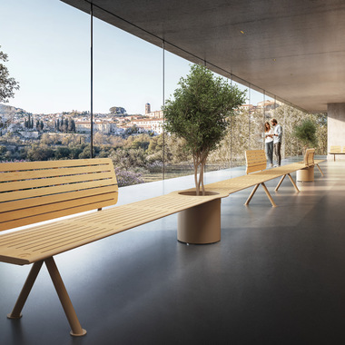 post-consumer recycled plastic artdeco bench