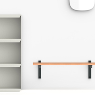 banco de pared madera y acero